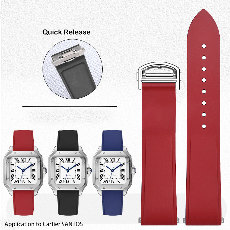 Yo Strap - Fluororubber Watch Strap Quick Release - Fits Cartier SANTOS