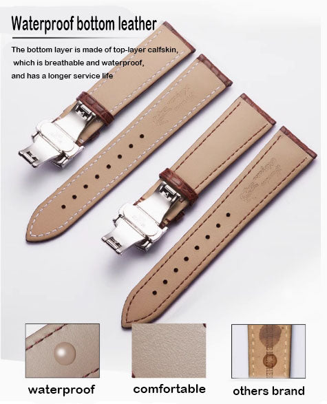 Yo Strap - Crocodile Leather Compatible with Multiple Watch Brands/Citizen/Longines/Tissot/Mido