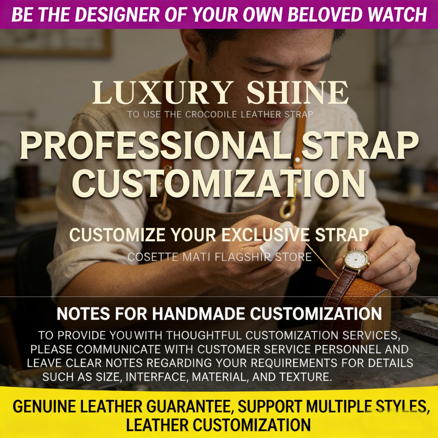 Yo strap - Handmade Custom Alligator Leather Watch Straps for mens/womens