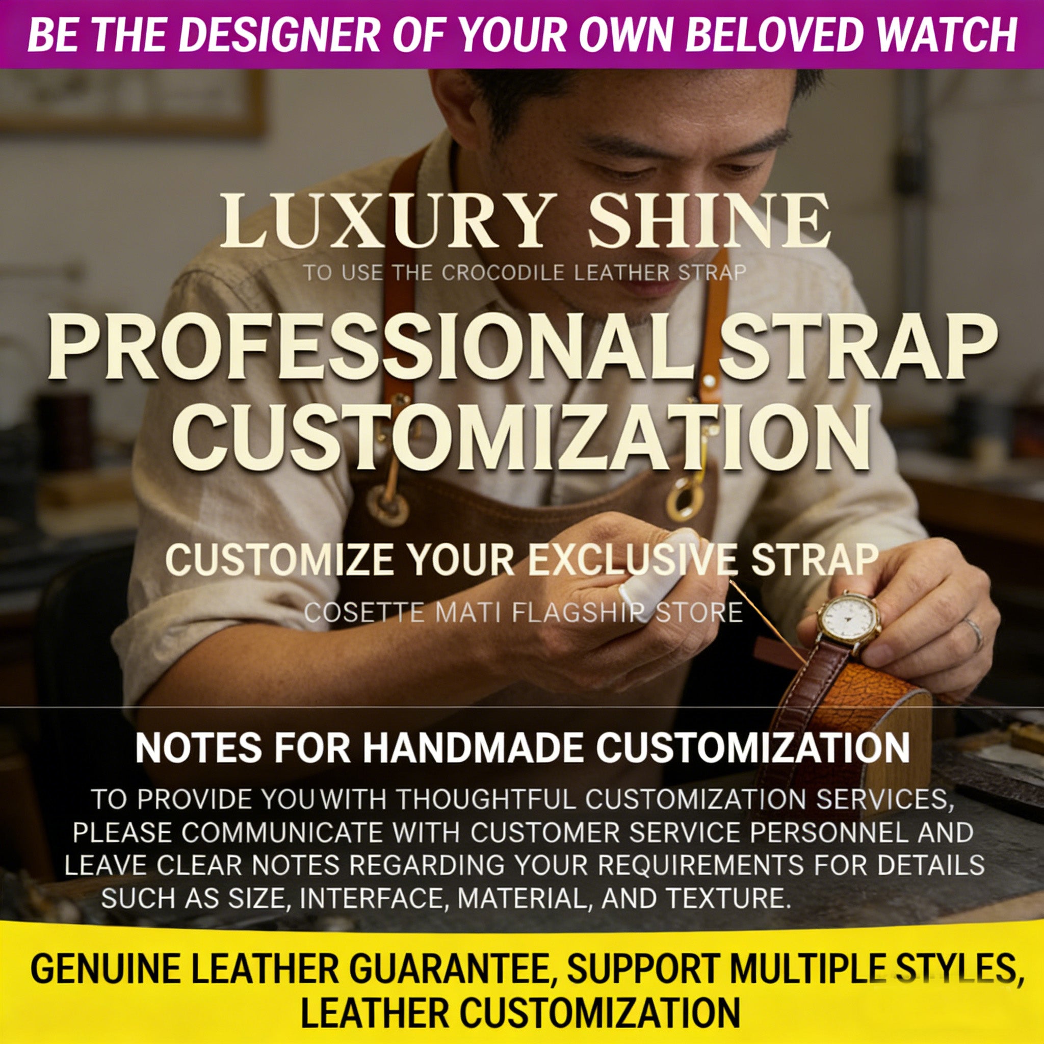 Handmade Custom Alligator Leather Watch Straps for mens/womens